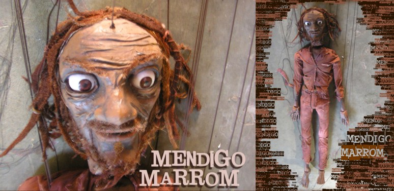 boneco gigante mendigo marrom