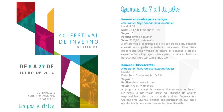 2014 Oficinas Grupo Girino _ Bonecos Fluorescentes _ Formas Animadas para Crianças _ Festival de Inverno Itabira